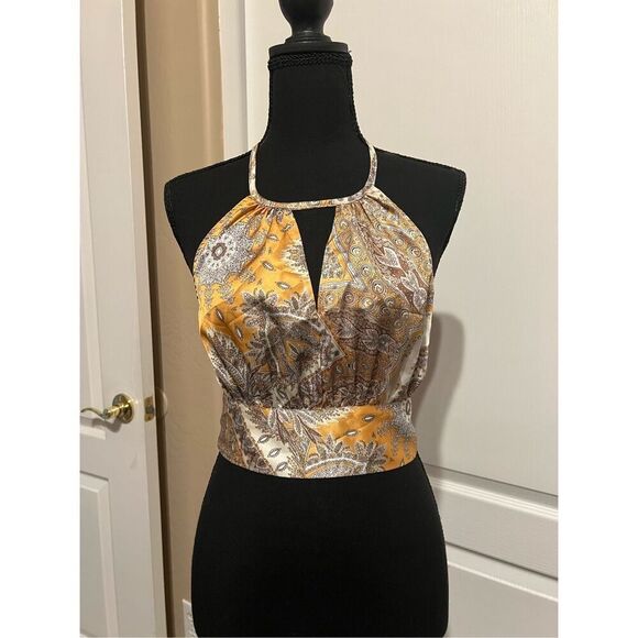 Cider yellow and white halter top with a tie back - Picture 1 of 4